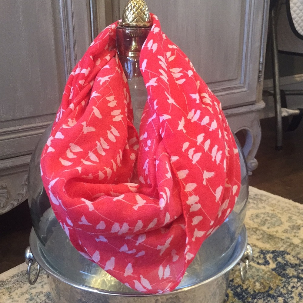 Spring Bird Print Infinity Scarf